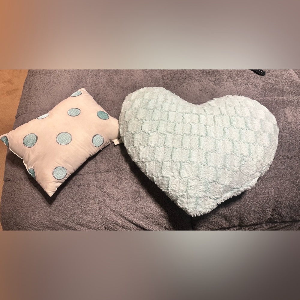 Heart-Shaped Textured Pillow & Rectangular Polka Dot Pillow